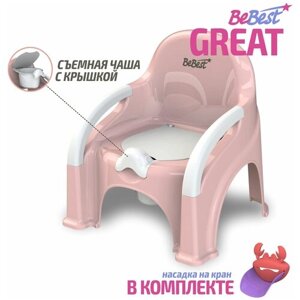 Горшок детский BeBest Great, розовый с белой крышкой