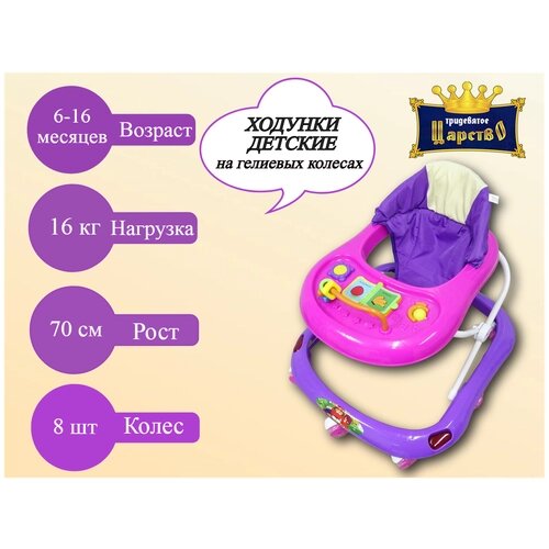 Ходунки детские музыкальные на силиконовых колесах 106 фиолетовые с игровой панелью