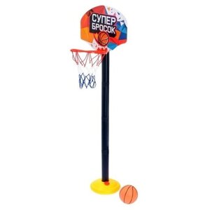 Игра WOOW TOYS "Супербросок", баскетбольное кольцо детское, регулируемая стойка с щитом , сетка, мяч