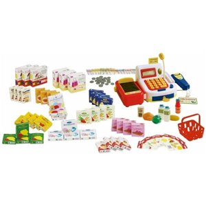 Игровой набор для магазина: касса, продукты, игровые деньги, корзина для покупок