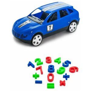 Игрушки для песочницы для снега Детский автомобиль (Кроссовер) синий + Песочный набор Арифметика