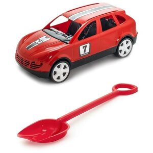 Игрушки для песочницы для снега Игрушка Детский автомобиль (Кроссовер) красный + Лопатка 50 см. салатовый