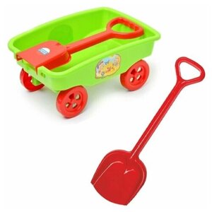 Игрушки для песочницы для снега Тележка+ Лопатка 50 см красная