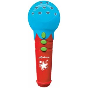 Интерактивная развивающая игрушка Азбукварик Микрофончик с огоньками Новогодние песенки Голубой