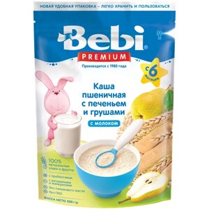 Каша молочная Bebi Premium Пшеничная с печеньем и грушами с 6 мес. 200 г