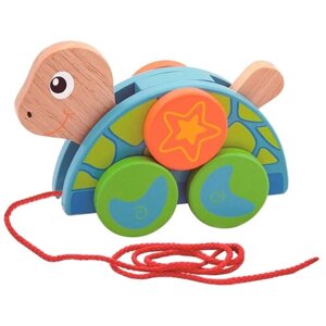 Каталка-игрушка Viga Черепаха (50080), синий/зеленый/оранжевый