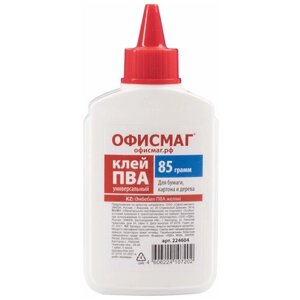 Клей ПВА офисмаг (бумага, картон, дерево), 85 г, россия, 224604