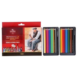 KOH-I-NOOR Акварельные карандаши Mondeluz 24 цвета, точилка, кисть 2 шт., 3711024003 разноцветный