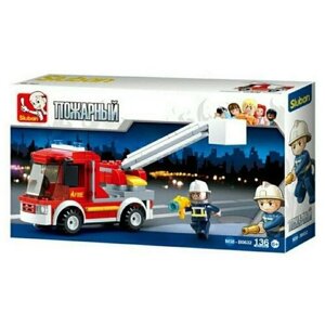Конструктор Sluban Полиция Пожарная машина с подъемной люлькой 136 деталей