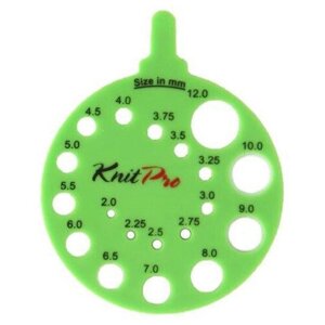 Линейка круглая для определения номера спиц, пластик, зеленый, KnitPro, 10992
