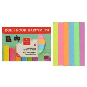 Мелки цветные 6 штук Koh-i-Noor 1125, прямоугольные, флуор