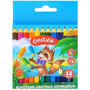 Набор цветных карандашей, Creativiki, 12 цветов, шестигранные, короткие