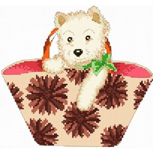 Набор для вышивания крестом Белоснежка "Щенок в сумке"Набор для вышивания крестиком 17х18.5 см / Животные / Собака / Сумка