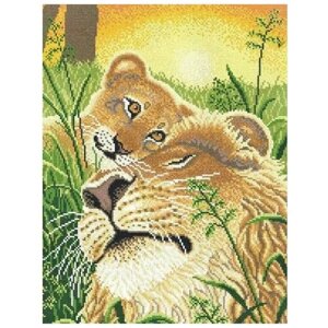 Набор для вышивания "Лев и львёнок", 29x40 см, МП-студия