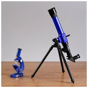 Набор обучающий "Опыт"телескоп настольный , сменные линзы 20х/ 30х/ 40х, микроскоп 100х/ 200х/ 450х, инструменты для исследования