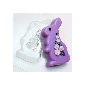 Набор пластиковых форм для мыла на Пасху "Кролик Розы, Яйцо плоское-Верба, Яйцо-Светлой Пасхи"3 шт.
