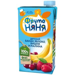 Нектар ФрутоНяня банан, яблоко, вишня, малина - смесь фруктов, 0,5л., 1шт