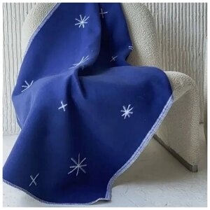 Одеяло байковое детское (57-8ЕТЖ) сумеречно синий снежинки