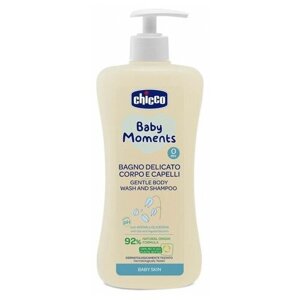 Пена для тела и волос для детей с 0 лет нежная Baby moments Chicco/Чикко фл. 500мл