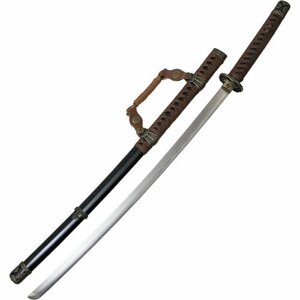 Подарки Самурайский меч тати с черными ножнами и коричневой оплеткой