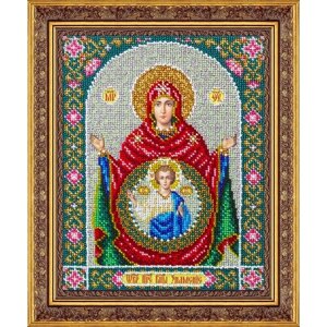 Пресвятая Богородица Знамение #Б-1101 Паутинка Набор для вышивания 20 х 25 см Вышивка бисером