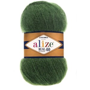 Пряжа Alize Angora Real 40, 40 % шерсть, 60 % акрил, 100 г, 430 м, 1 шт., 563 темно-зеленый