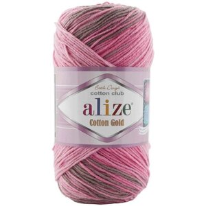 Пряжа Alize Cotton Gold Batik, 55 % хлопок, 45 % акрил, 100 г, 330 м, 1 шт., 7853 бежевый-розовый