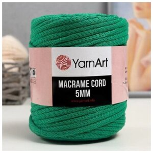 Пряжа "Macrame Cord" 60% хлопок, 40% вискоза/полиэстер 5 мм 85м/500гр (759 ярк. зеленый)