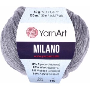 Пряжа "Milano" 8%альпака, 20%шерсть, 8%вискоза, 64%акрил 130м/50гр (868)