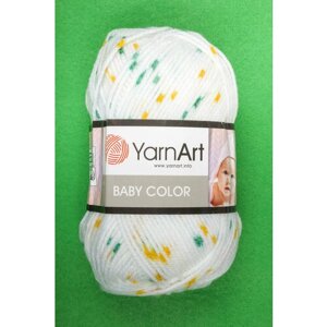 Пряжа Yarnart Baby Color белый/разноцветная крапинка (202/5133), 100%акрил, 150м, 50г, 1шт