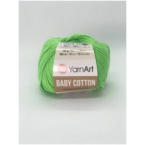 Пряжа YarnArt Baby cotton яркий салатовый (438), 50%хлопок/50%акрил, 165м, 50г, 1шт