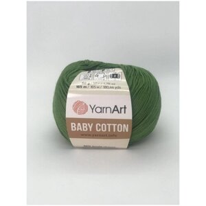 Пряжа YarnArt Baby cotton зеленый (441), 50%хлопок/50%акрил, 165м, 50г, 1шт