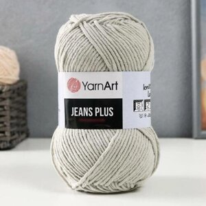 Пряжа YarnArt Jeans PLUS светло-серый (49), 55%хлопок/45%акрил, 160м, 100г, 1шт