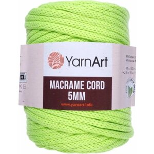 Пряжа YarnArt Macrame cord 5mm ярко-салатовый (801), 60%хлопок/40%полиэстер/вискоза, 85м, 500г, 1шт