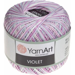 Пряжа YarnArt Violet Melange бело-розово-голубой (3053), 100%мерсеризованный хлопок, 282м, 50г, 1шт