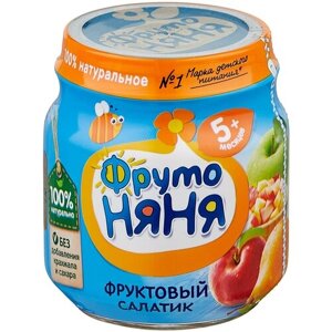 Пюре ФрутоНяня яблоко, груша, персик - фруктовый салатик, 100г (12 шт)