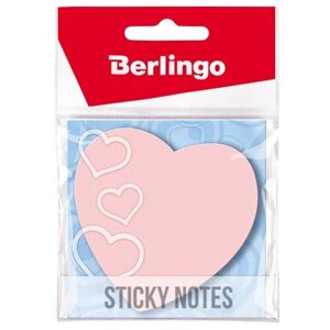 Самоклеящийся блок фигурный Berlingo "Сердце", 70*70мм, 50л, малиновый неон, европодвес (арт. 205662)