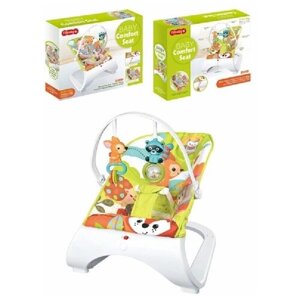 Шезлонг детский кресло-баунсер для новорожденных от 0, до 18 кг, дуга с игрушками, вибрация