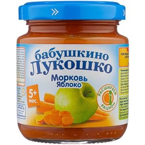 Спайка Пюре Бабушкино Лукошко Морковь и яблоки 100 г/6 шт