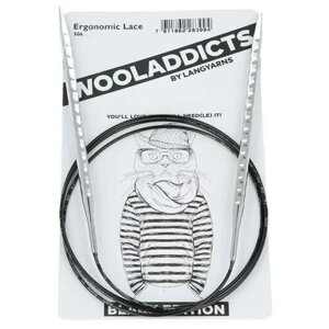 Спицы круговые супергладкие WOOLADDICTS Ergonomic Lace №5, 150 см латунь, пластик серебристый*