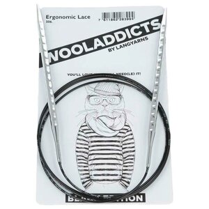 Спицы круговые супергладкие WOOLADDICTS Ergonomic Lace №8, 60 см латунь, пластик серебристый*