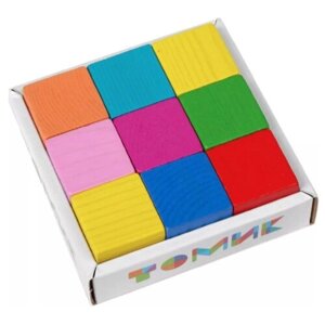 Томик Деревянные кубики «Мини» 9 шт, 2.7 x 2.7 см, цвета микс. Микс"один из товаров представленных на фото, без возможности выбора, Томик