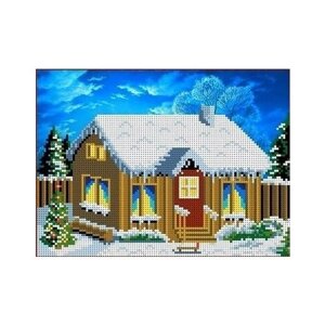В деревне. Зимой Рисунок на ткани 25х18 Каролинка ткбп 4005