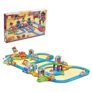 Железная дорога детская "Пиратские истории", игровой набор с поездом, трек, работает от батареек