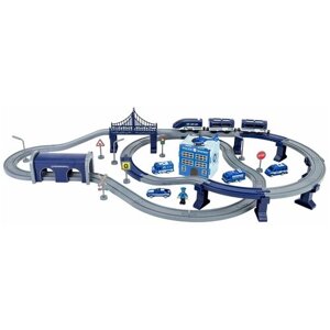 Железная дорога игрушка "Полицейский участок, 92 предмета", на батарейках со звуком G201-002