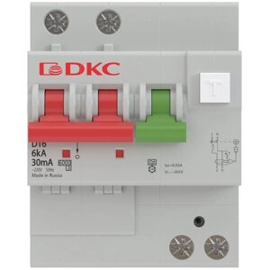 Дифференциальный автомат DKC MDV63 2П 30 мА C 6 кА A электромеханический 10 А 30 мА