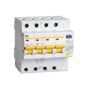 Дифференциальный автоматический выключатель АД14 4 полюса, 25А, Тип AC, х-ка C, 30мА. MAD10-4-025-C-030 IEK (7шт.)