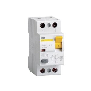 Дифференциальный выключатель нагрузки УЗО ВД1-63 2 полюса, 40А, Тип AC, 100мА. MDV10-2-040-100 IEK (7шт.)