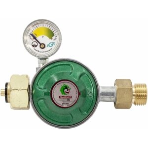 DRAGONKIT Регулятор давления газа DK-005 (выход резьба 1/2) с пред. клапаном, кнопкой и манометром 00-00002969