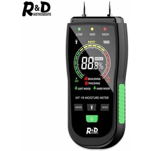 Измеритель влажности древесины R & D MT19C, цифровой гигрометр с ЖК-дисплеем и фонариком